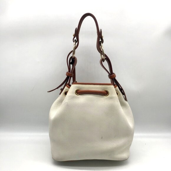 Dooney & Bourke Ivory & Brown Vintage Drawstring Shoulder Bag - Picture 2 of 11